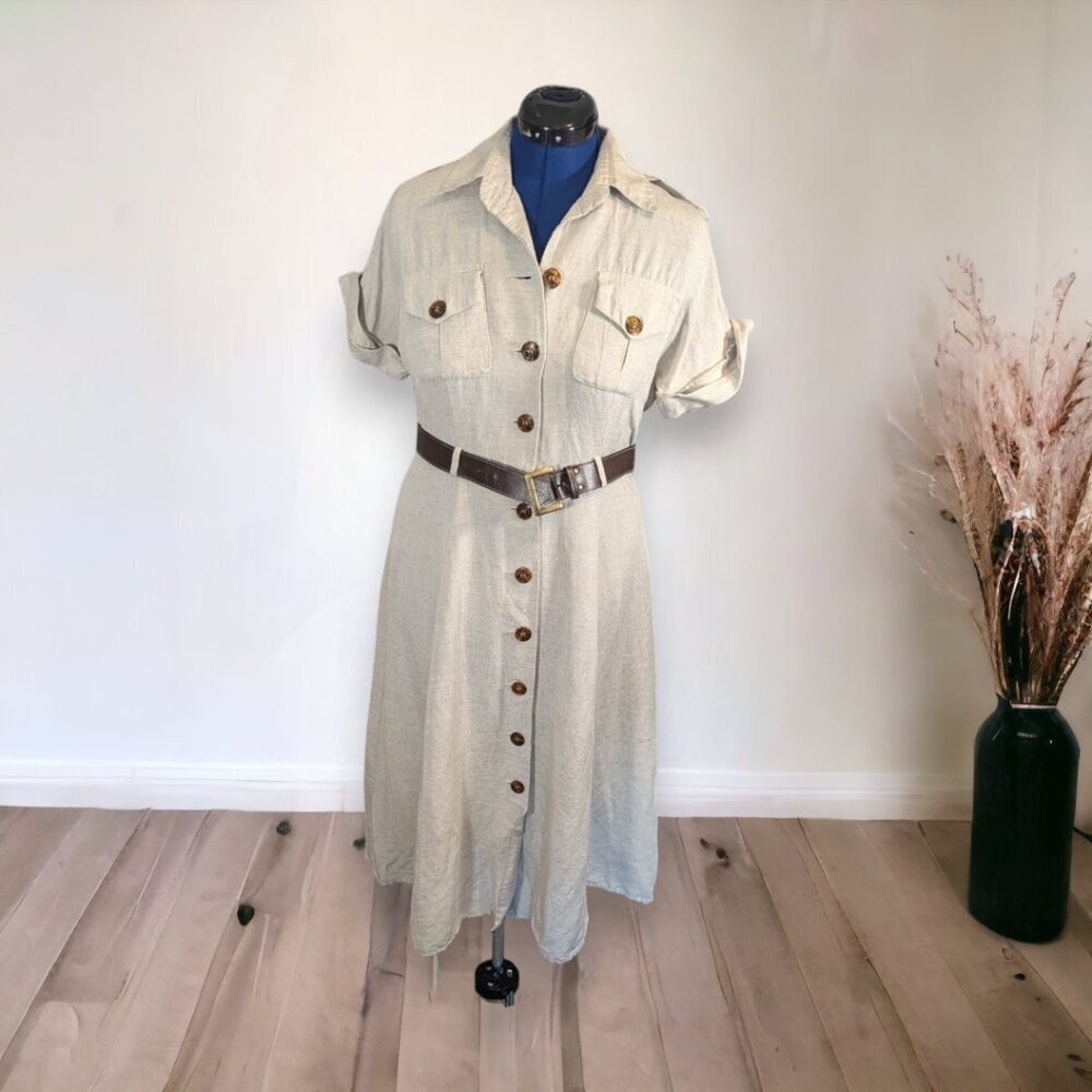 Vintage Positive Influence Safari Shirt Dress Size 10